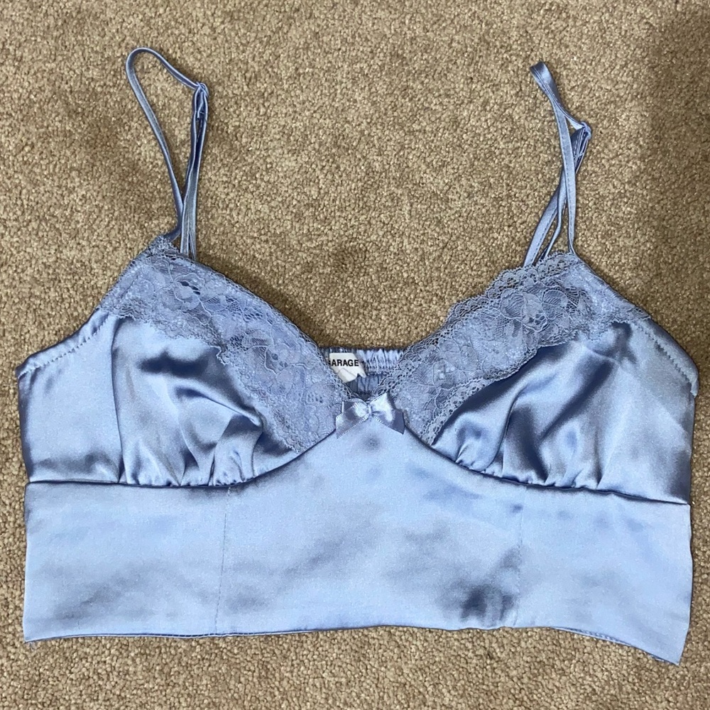 Silk Blue Lace Crop Top